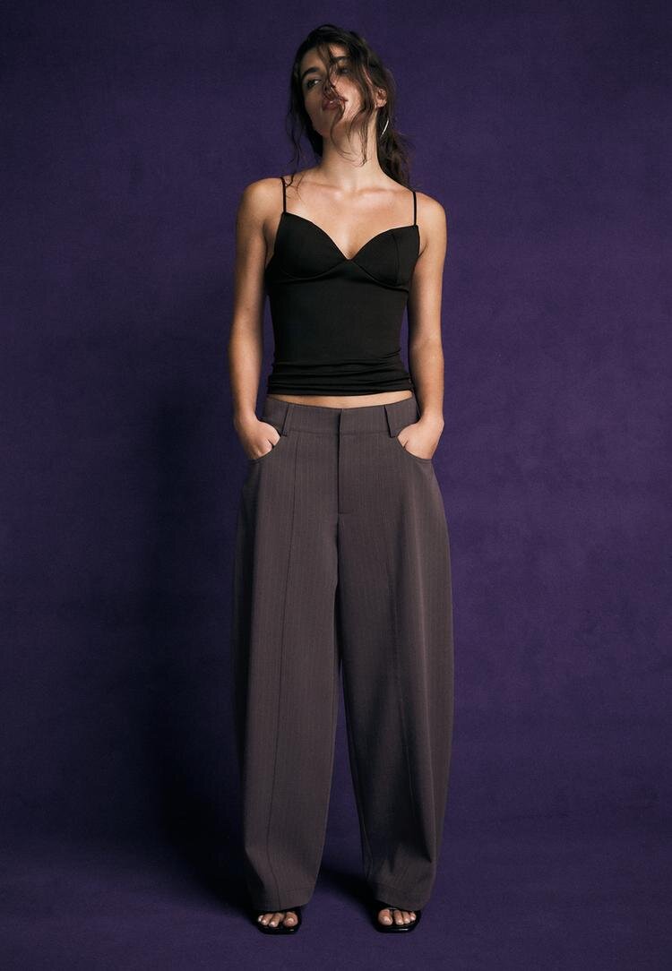 Stradivarius Pantaloni Barrel Eleganți Mov 40