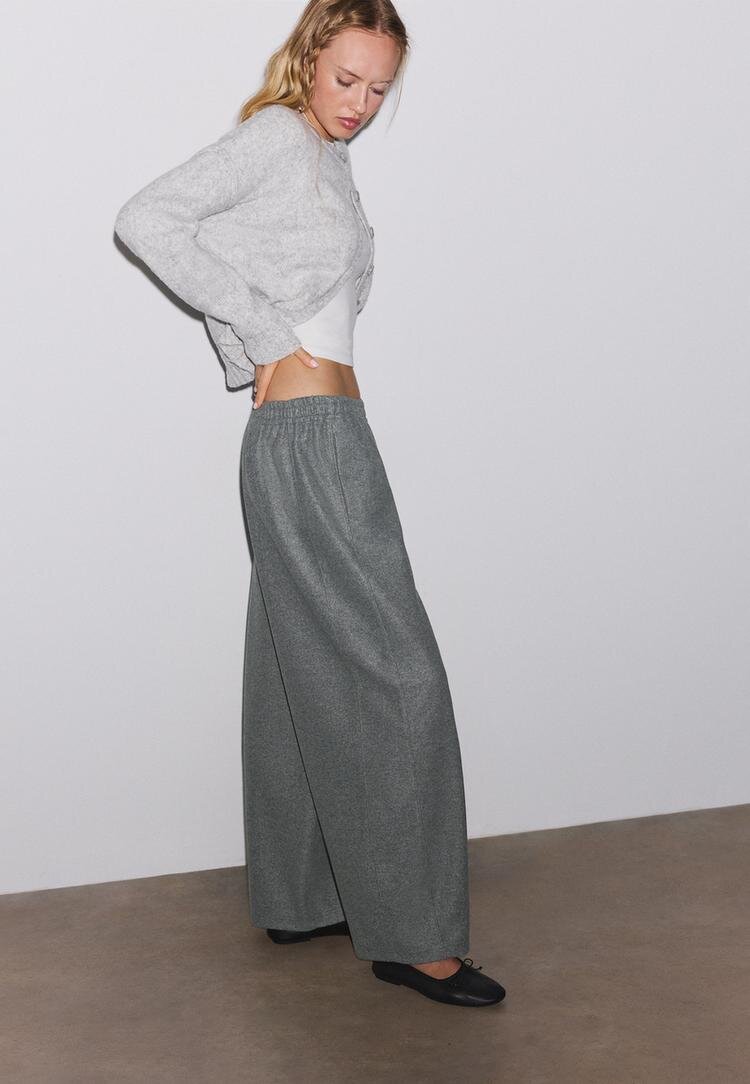 Stradivarius Pantaloni Barrel Gri M