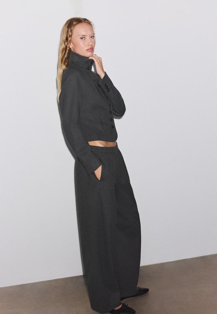 Stradivarius Pantaloni Barrel Gri Mediu Xs