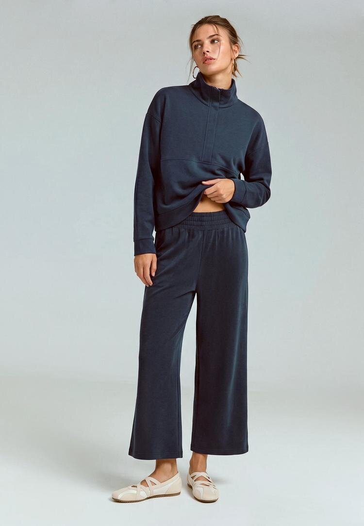 Stradivarius Pantaloni Culotte Fini La Atingere Albastru Închis L