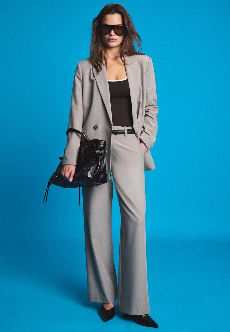 Stradivarius Pantaloni Drepți Cu Curea Maro 40