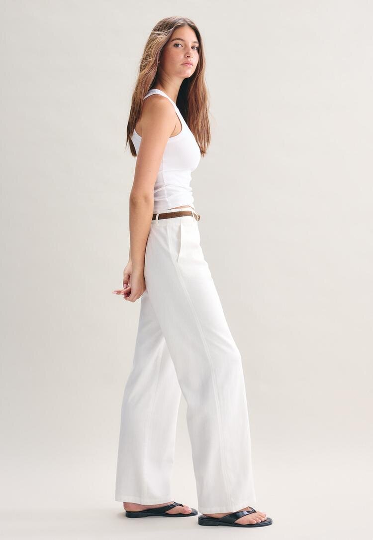 Stradivarius Pantaloni Drepți Cu Efect In Și Cordon Ecru 38