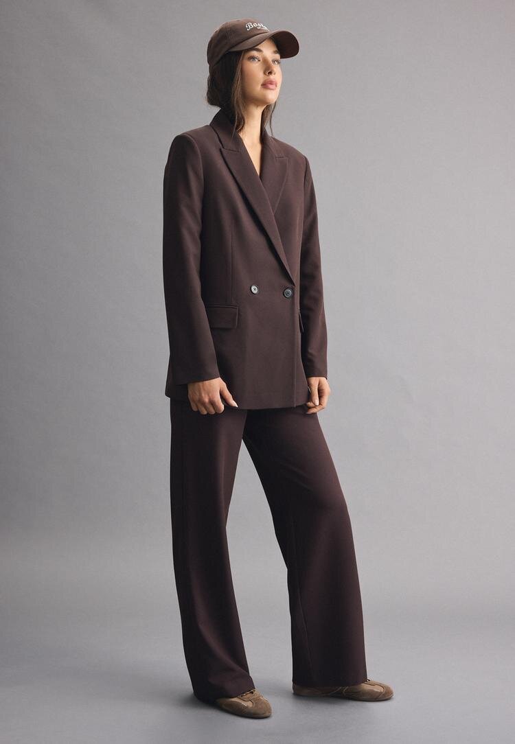 Stradivarius Pantaloni Eleganți Drepți Cu Cordon Maro 38