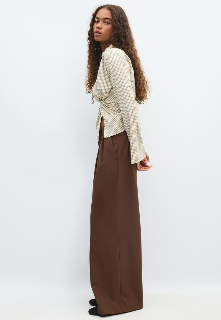 Stradivarius Pantaloni Eleganți Wide Cu Nasturi Reglabili Maro 34