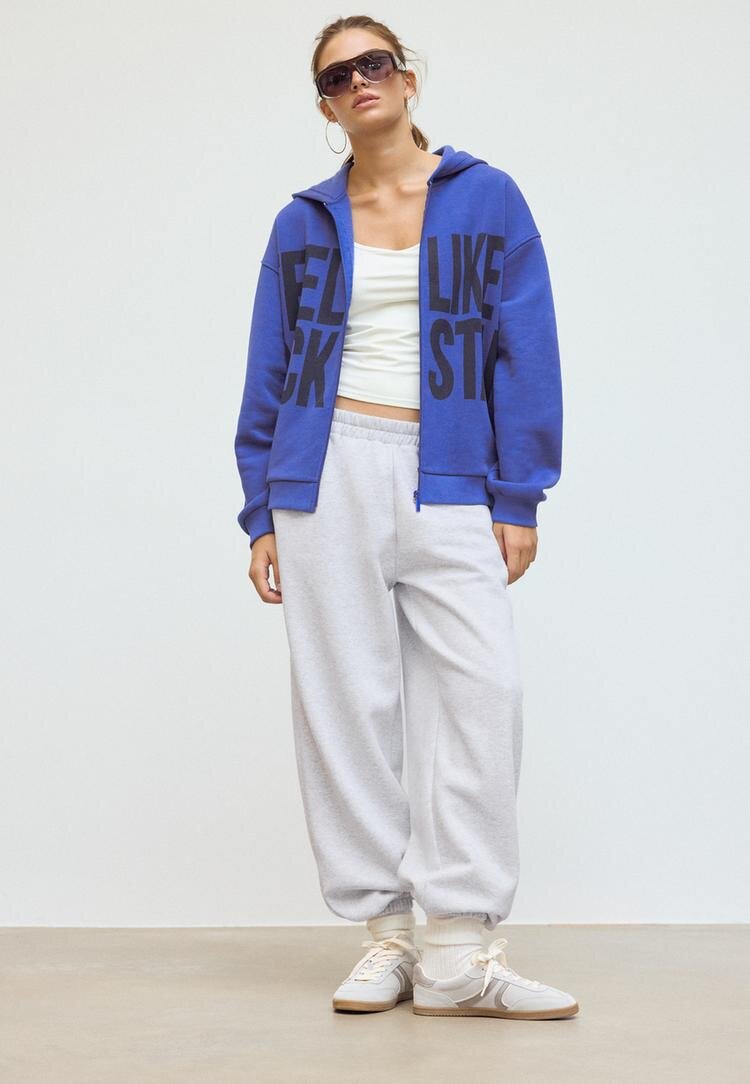 Stradivarius Pantaloni Jogger Boyfriend Gris Amestec M
