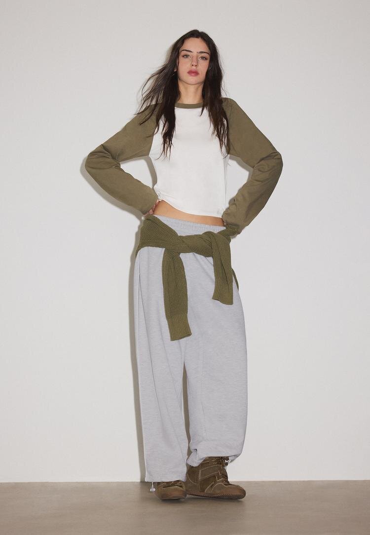 Stradivarius Pantaloni Jogger Cu Stoppers Gris Amestec Xs