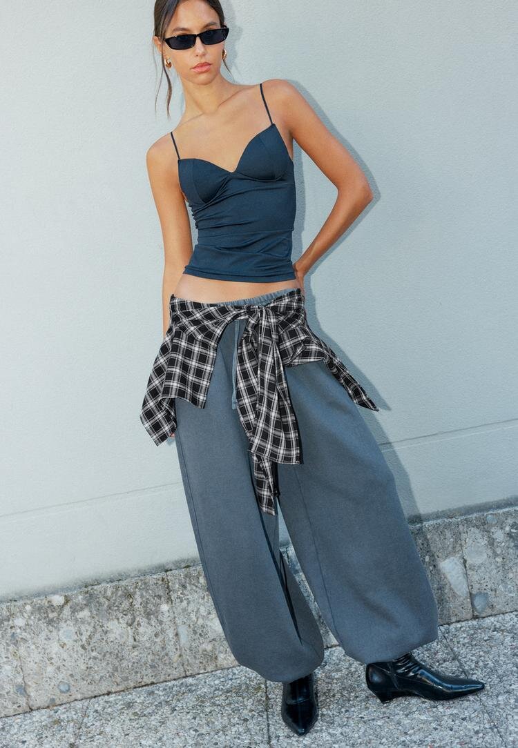 Stradivarius Pantaloni Jogger Din Felpa Cu Stoppers Și Acid Wash Gri Marengo Xxs
