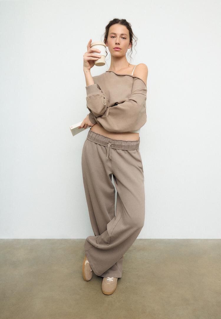 Stradivarius Pantaloni Jogger Drepți Cu Aspect Spălat Albastru Spălat Xs