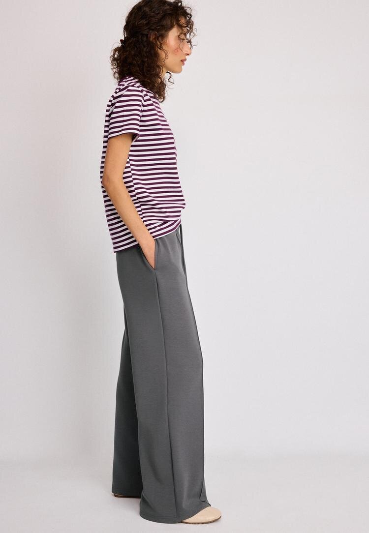 Stradivarius Pantaloni Jogger Largi Cu Nervură Și Textură Moale Gri L
