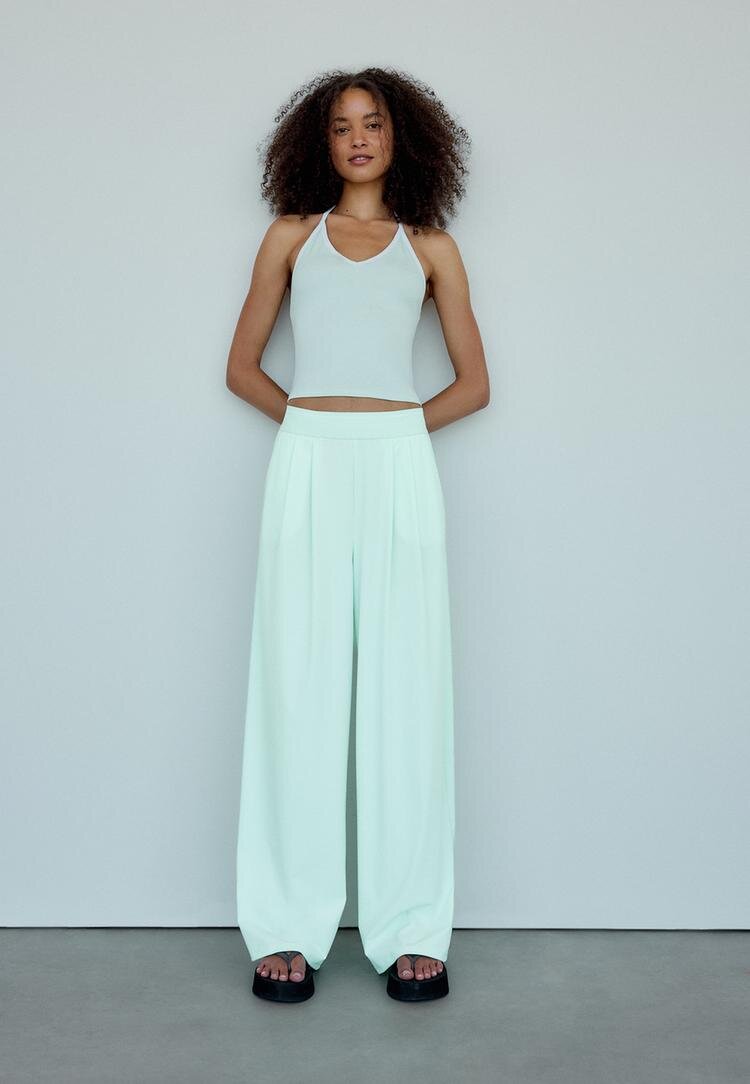 Stradivarius Pantaloni Jogger Light Tech Cu Talie Elastică Verde Pastel Xl