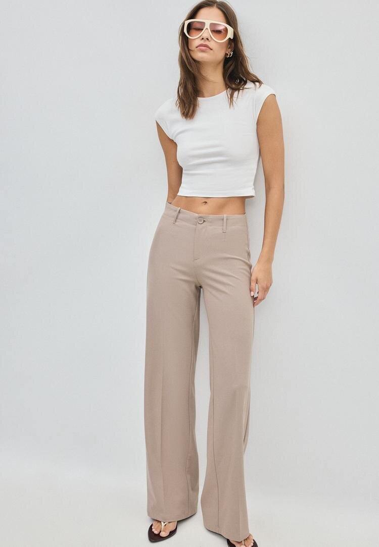 Stradivarius Pantaloni Largi Bej 32