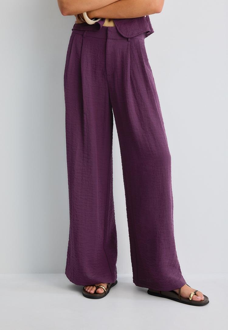 Stradivarius Pantaloni Largi Rustici Mov 42