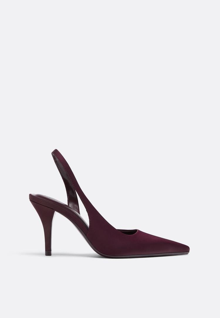 Stradivarius Pantofi Cu Toc Cu Efect Satinat Bordo 36
