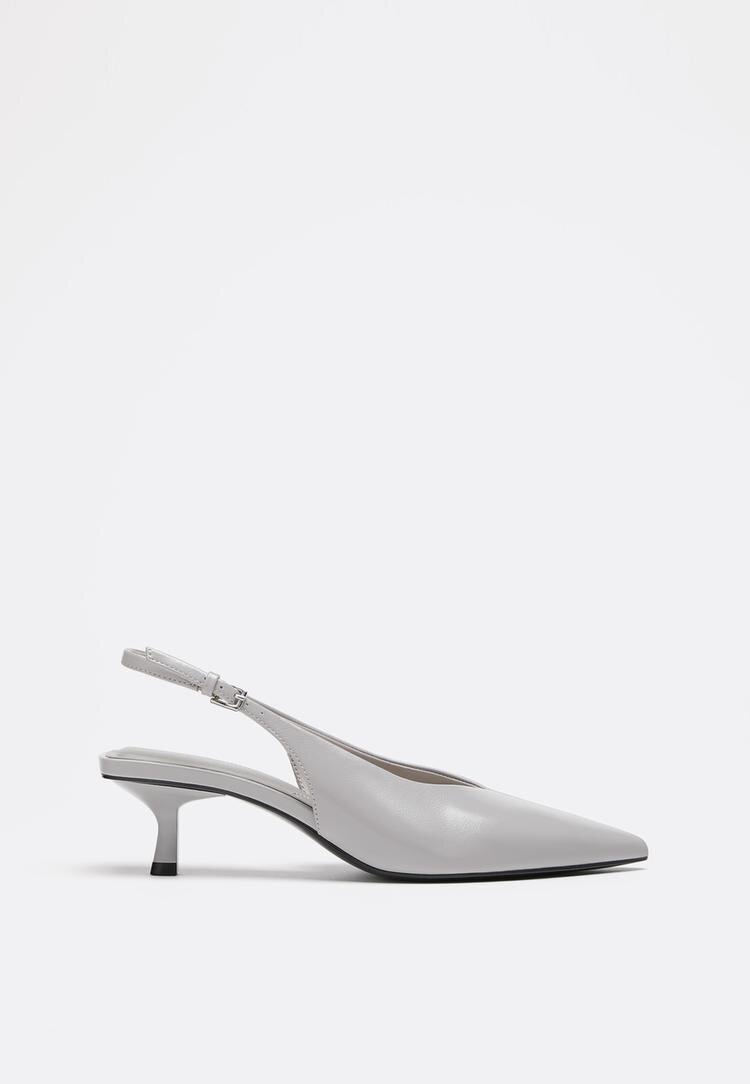 Stradivarius Pantofi Cu Toc Decolteu În V Gri 38