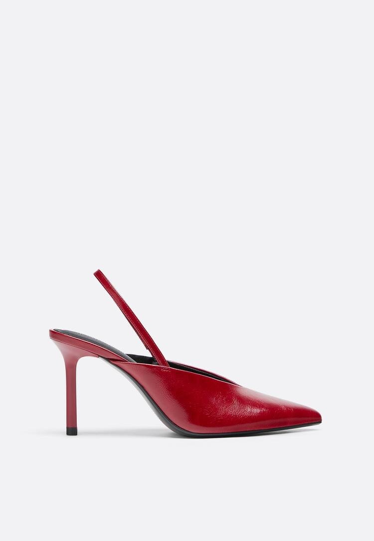 Stradivarius Pantofi Cu Toc Și Decolteu În V Roșu 39