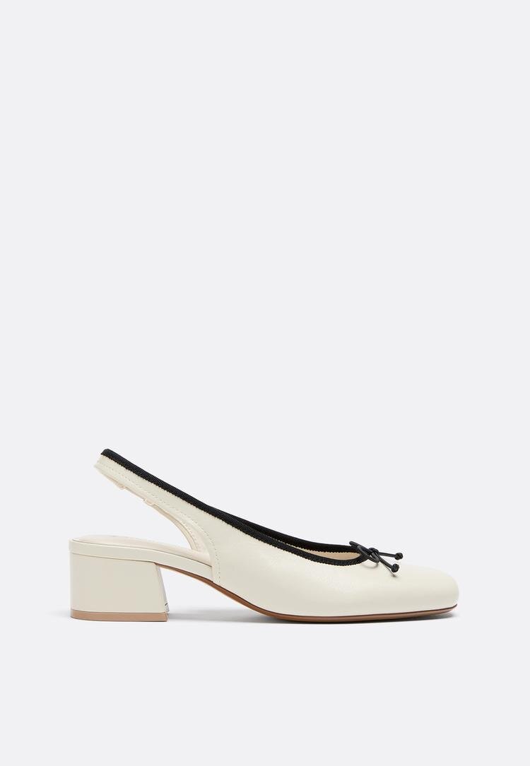 Stradivarius Pantofi Cu Toc Tip Balerină Ecru 38