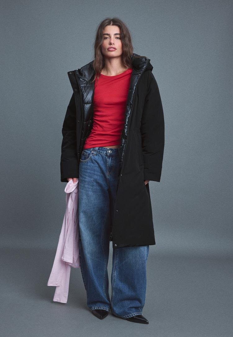 Stradivarius Parka Matlasată Negru L