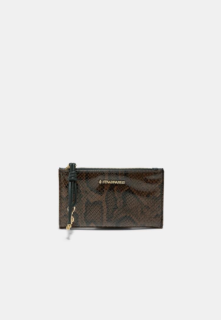 Stradivarius Portofel Compact Cu Print Șarpe Maro Os