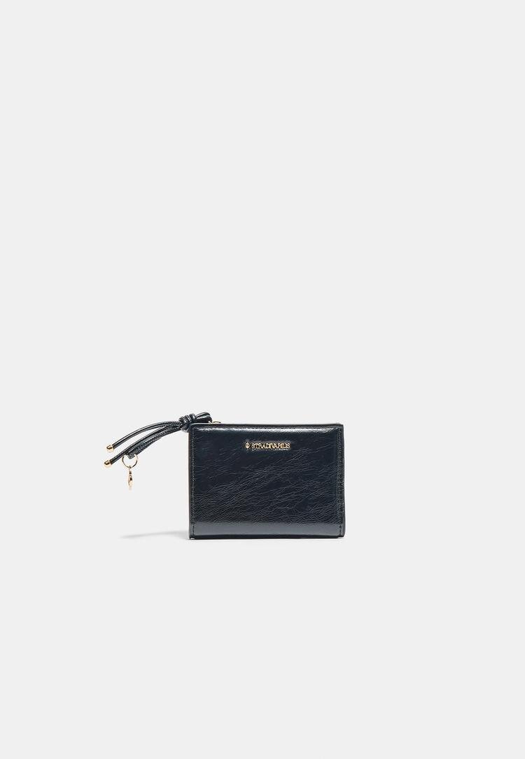 Stradivarius Portofel Cu Detaliu Trăgătoare Negru Os