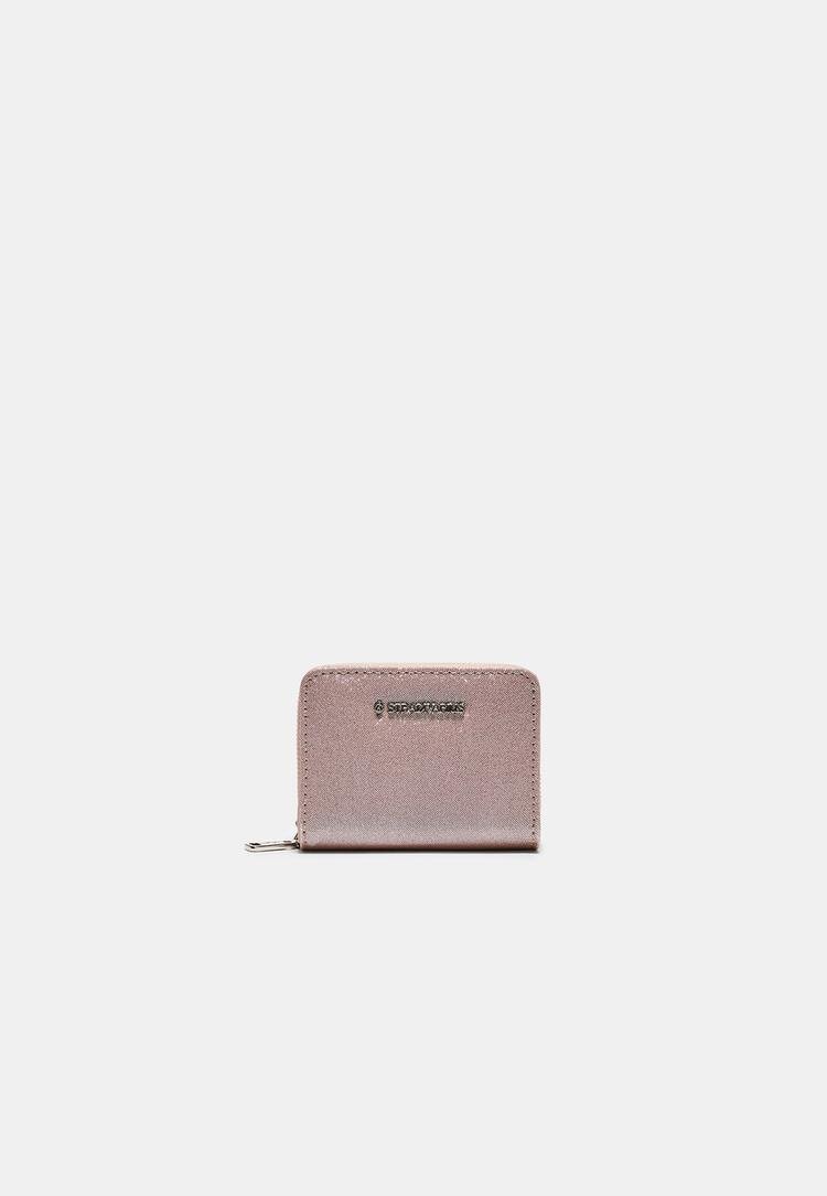 Stradivarius Portofel Cu Fermoar Și Aspect Lucios Roz Pastel Os