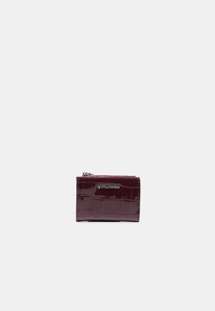 Stradivarius Portofel Pentru Carduri Cu Efect De Piele De Crocodil Grena Os