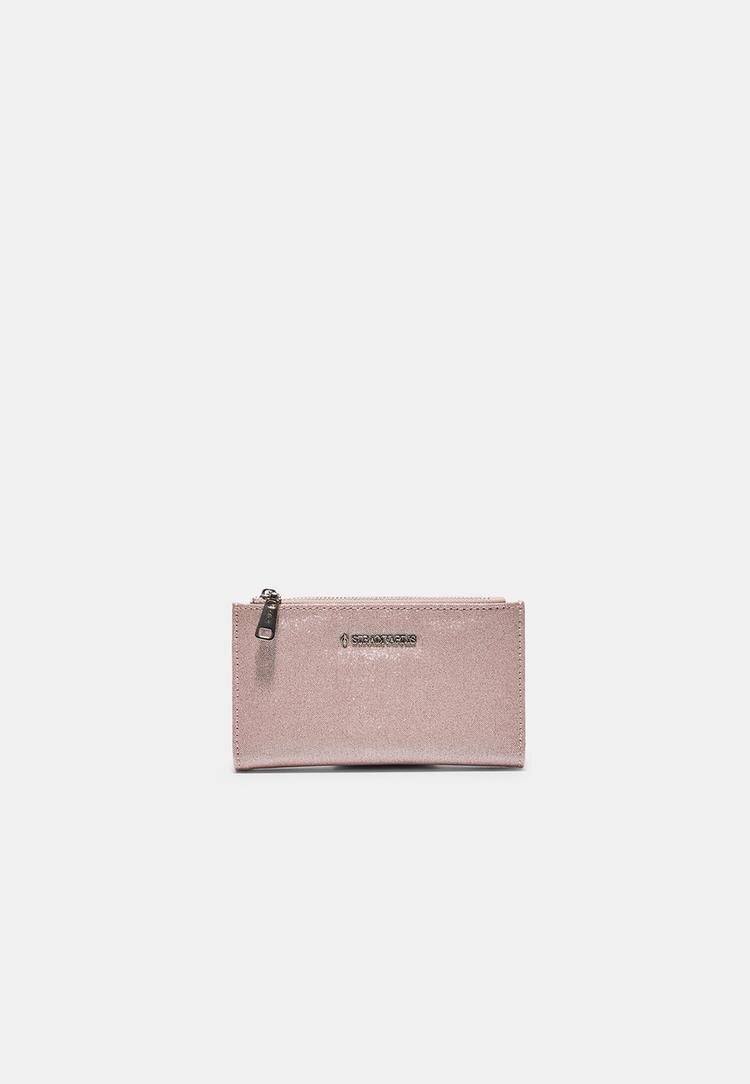 Stradivarius Portofel Și Port-Card Alungit Cu Aspect Lucios Roz Os