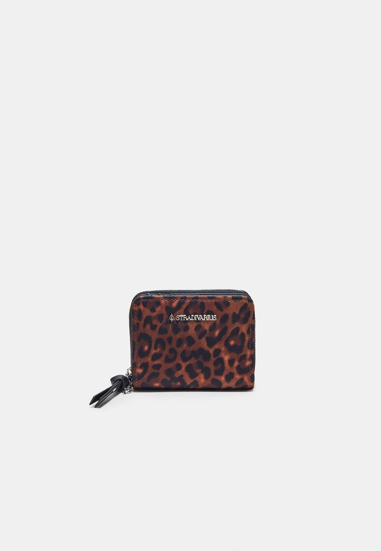 Stradivarius Portofel Și Port-Card Cu Imprimeu Leopard Albastru Os