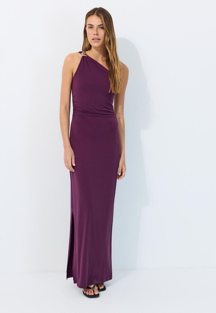 Stradivarius Rochie Cu Piesă Metalică Purpuriu Xl