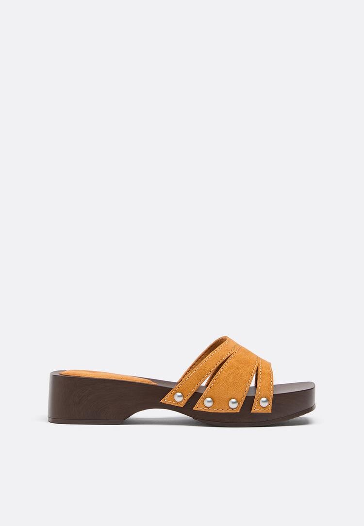 Stradivarius Saboți Fără Toc Din Piele Combinat 41