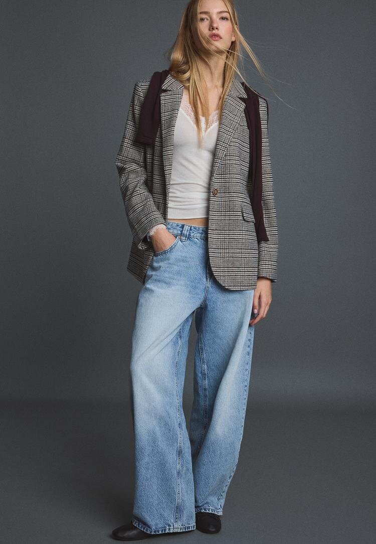 Stradivarius Sacou De Stofă Basic Bej Xs