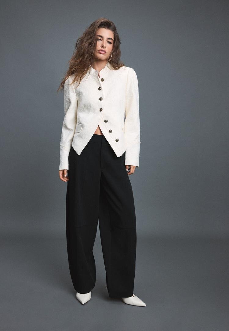 Stradivarius Sacou Jacquard Ecru Xl