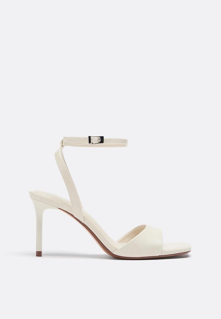Stradivarius Sandale Cu Toc Stiletto Ecru 41
