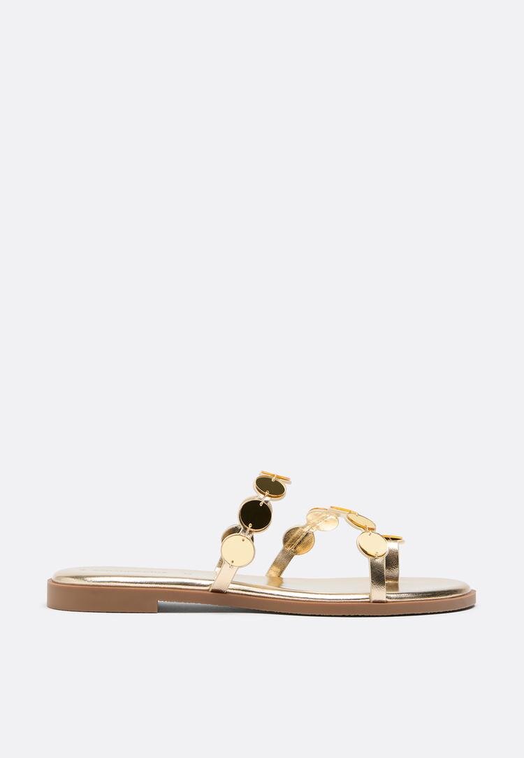 Stradivarius Sandale Joase Cu Efect Oglindă Auriu 38