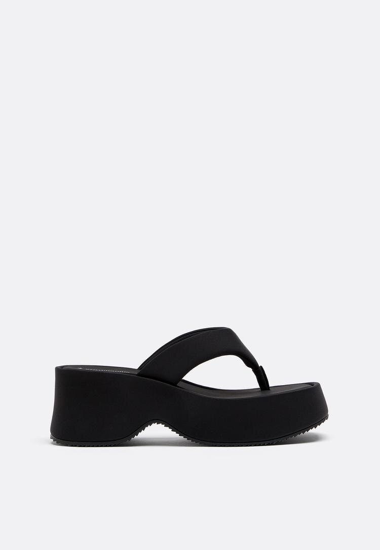 Stradivarius Sandale Thong Cu Platformă Negru 36