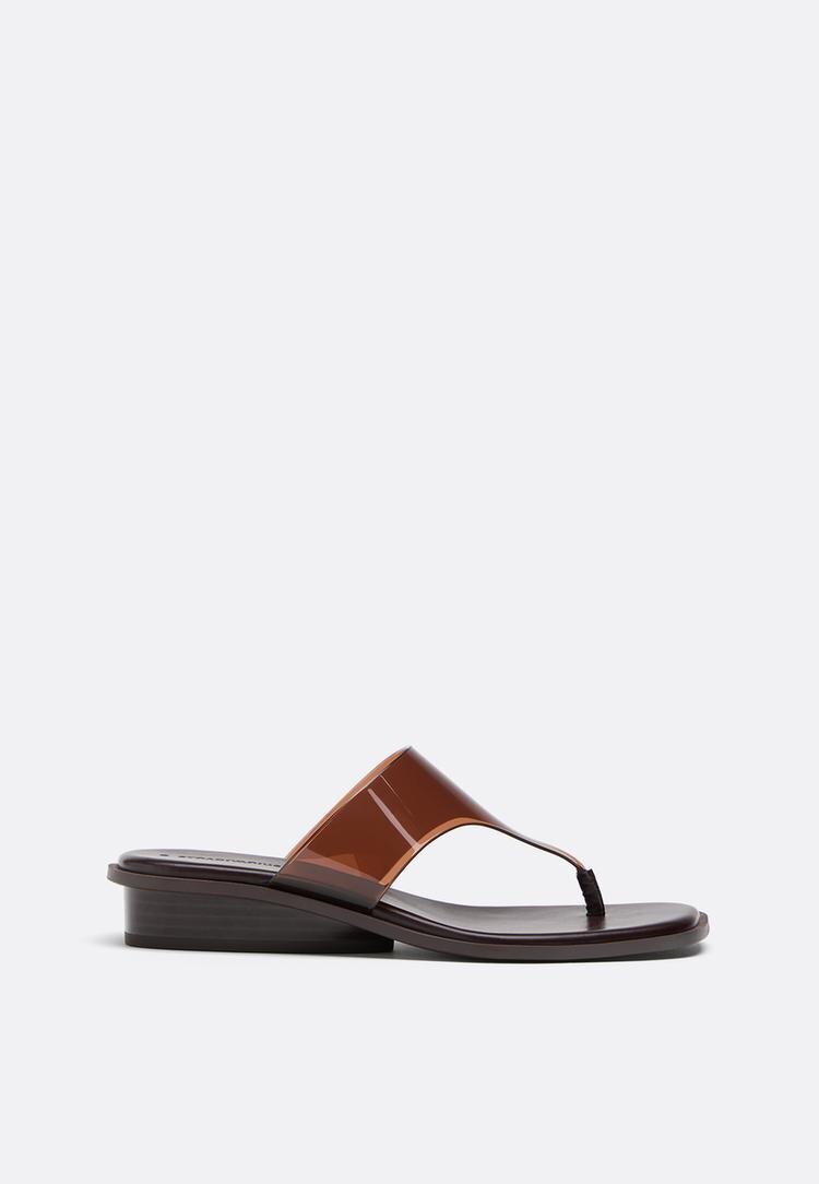 Stradivarius Sandale Thong Plate Din Vinilin Maro 39