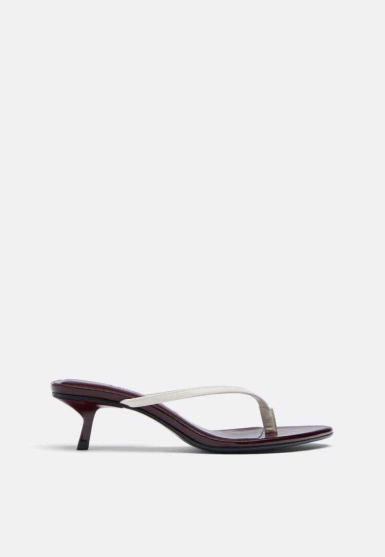 Stradivarius Sandale Tip Thong Cu Toc Kitten Crem 37