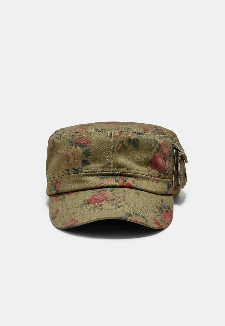 Stradivarius Șapcă Cu Flori Kaki Os