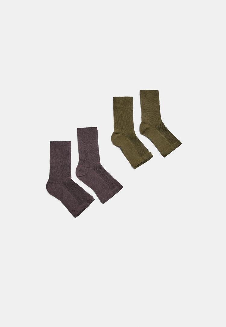 Stradivarius Set 2 Șosete Fără Degete Kaki Os