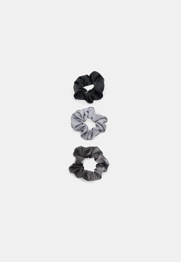 Stradivarius Set 3 Elastice De Păr Cu Efect Satinat Gri Mediu Os
