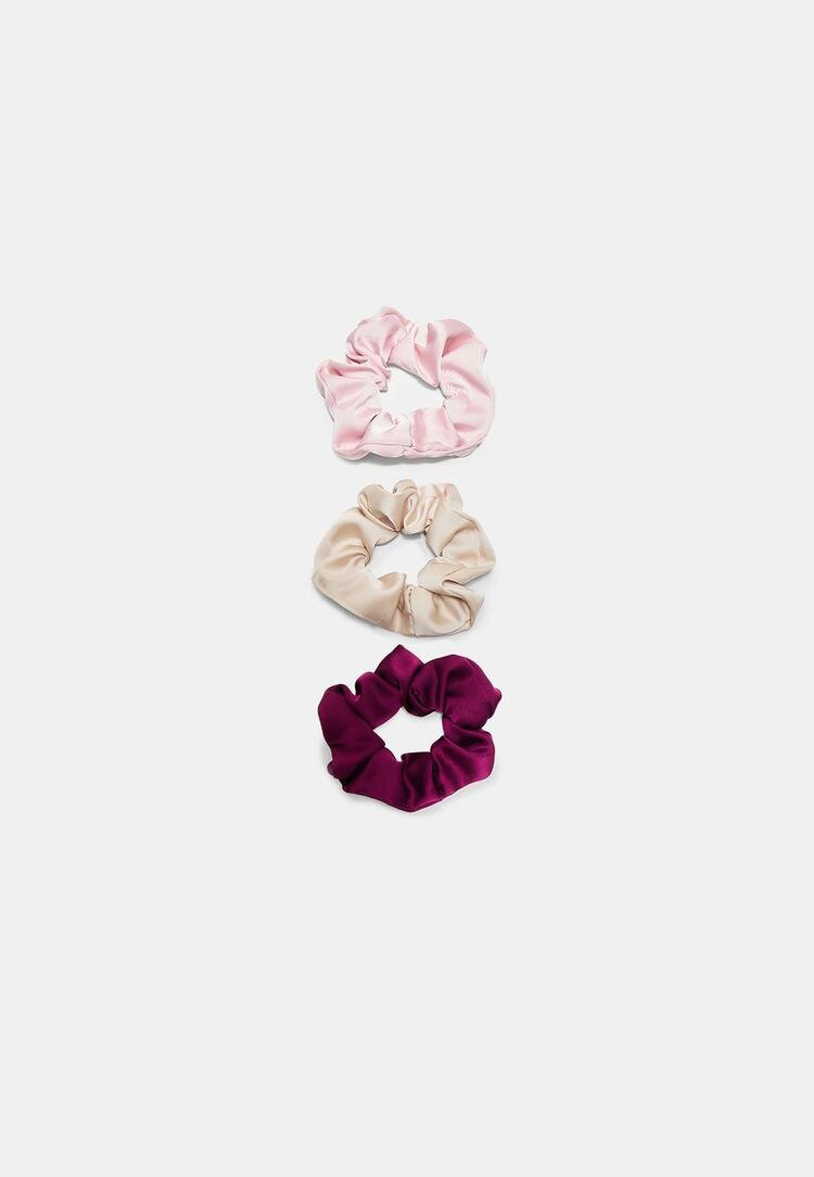 Stradivarius Set 3 Elastice De Păr Cu Efect Satinat Roz Os