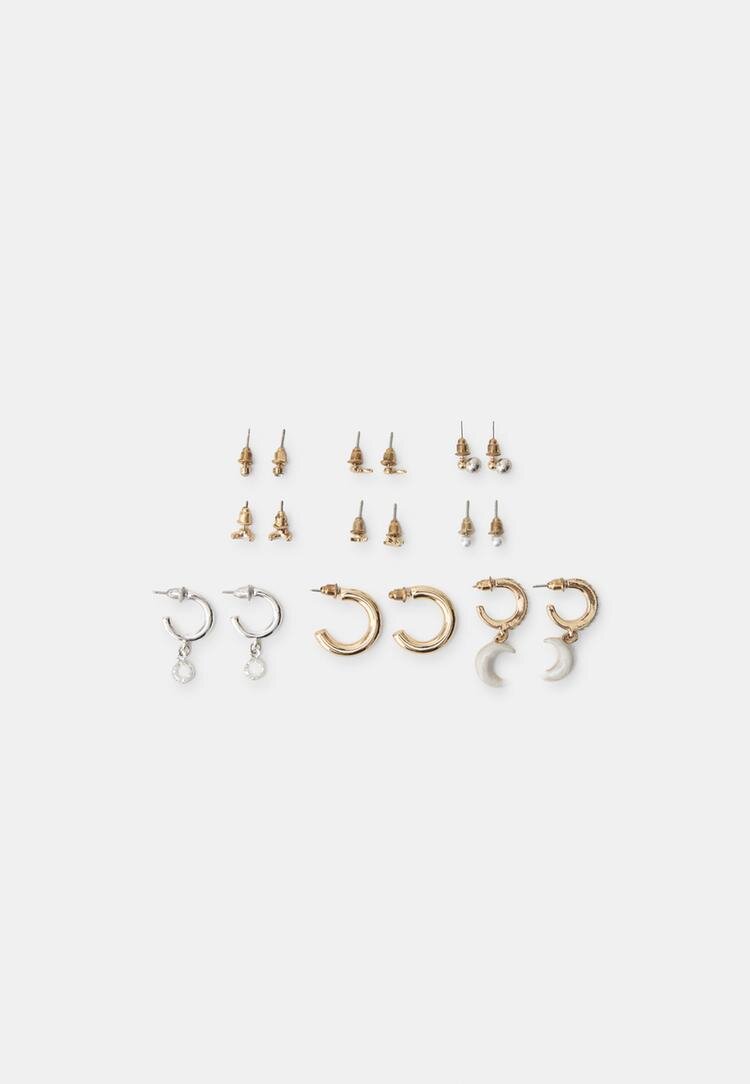 Stradivarius Set 9 Cercei Lună Auriu Os