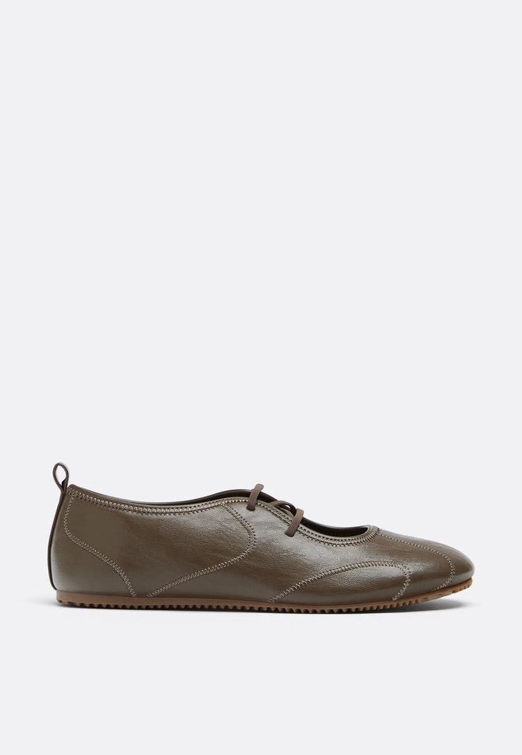 Stradivarius Sneakeri Tip Balerini Cu Baretă Elastică Kaki 35