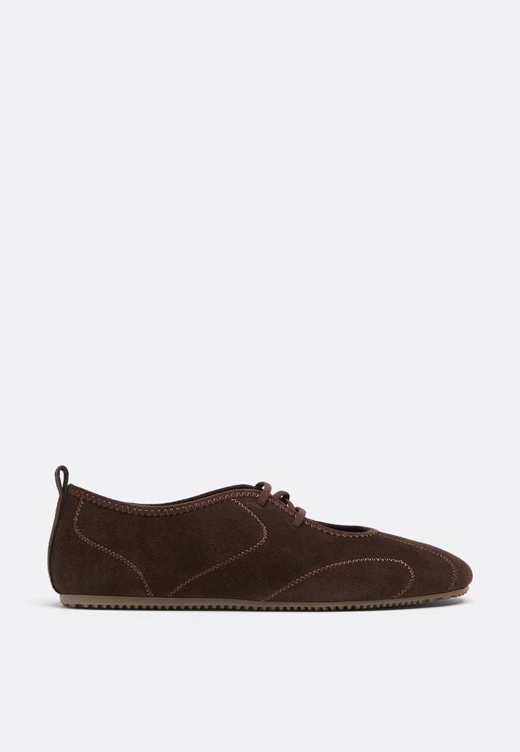 Stradivarius Sneakerine Din Piele Cu Baretă Elastică Maro 41
