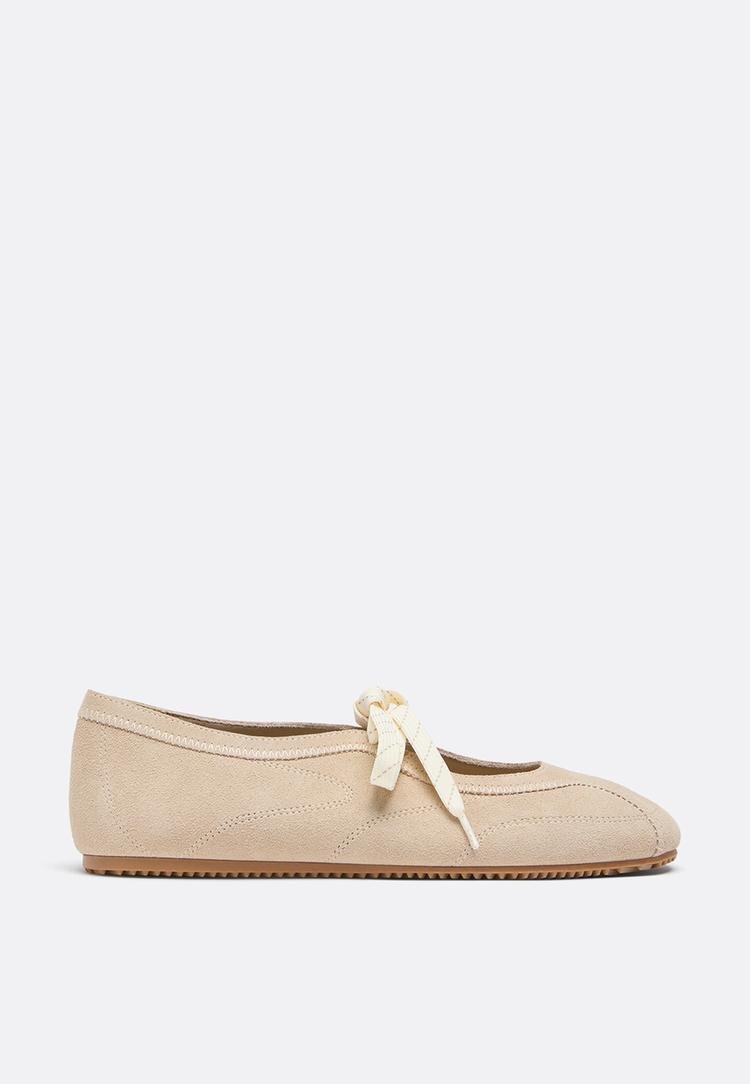 Stradivarius Sneakerine Din Piele Cu Fundă Bej 35