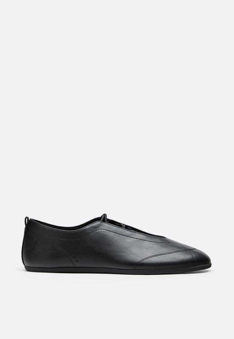 Stradivarius Sneakerine Extraflexibile Cu Barete Negru 36