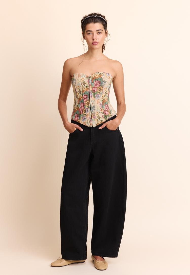 Stradivarius Top Bustieră Jacquard Albastru Marin L