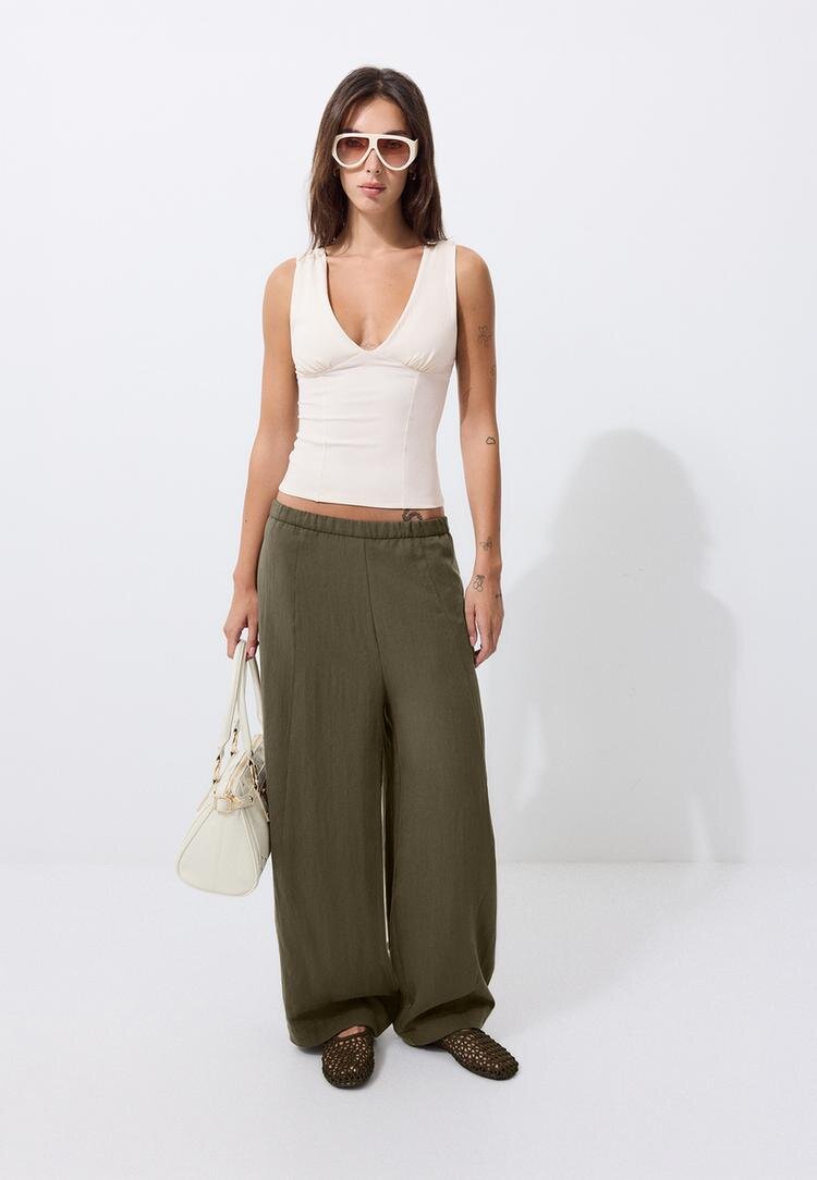 Stradivarius Top Cambrat Cu Bretele Late Gheață M