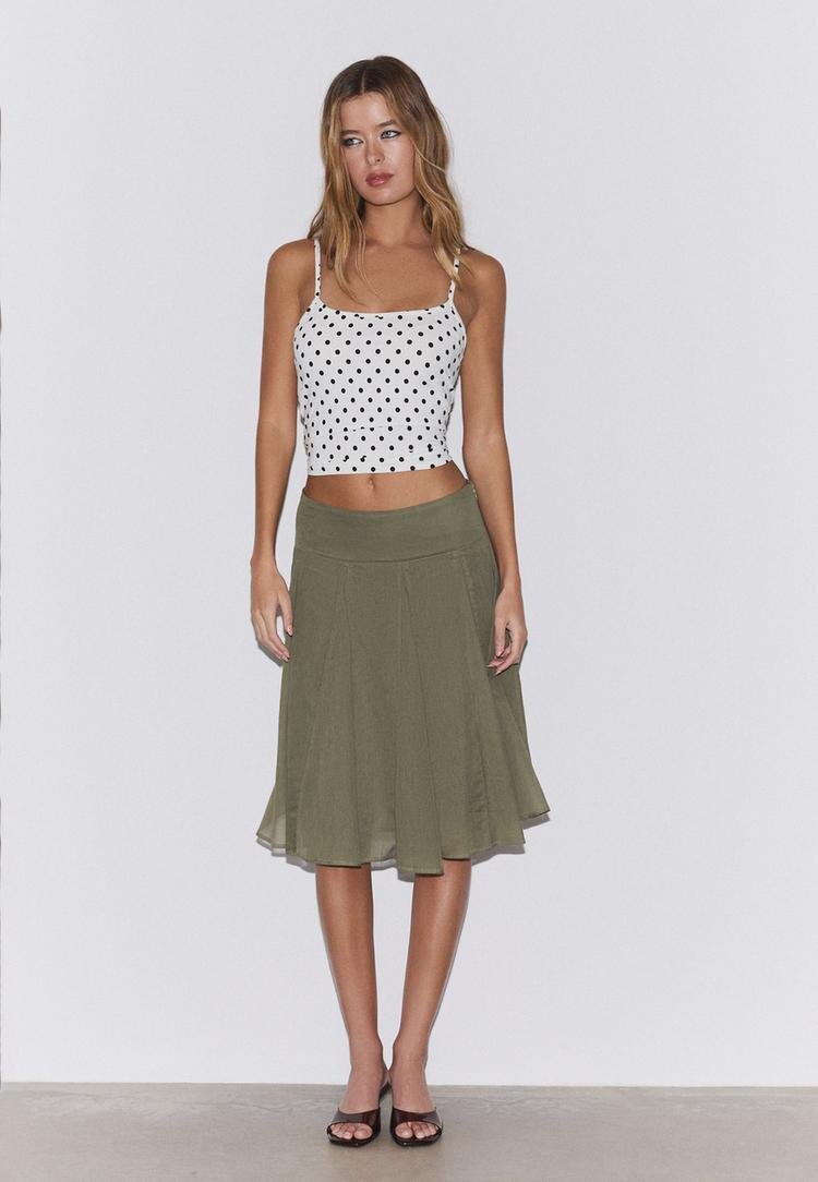 Stradivarius Top Cu Bretele Din Poliamidă Gri Deschis Xs