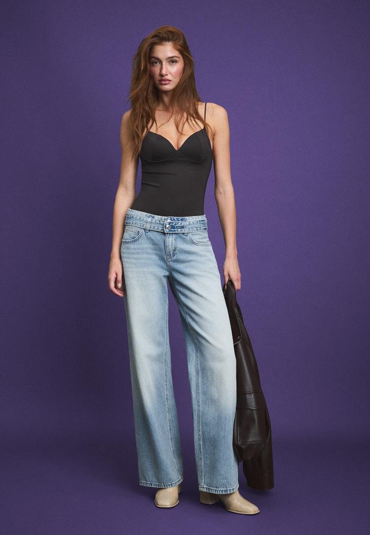 Stradivarius Top Cu Inspirație Corset Albastru Xs