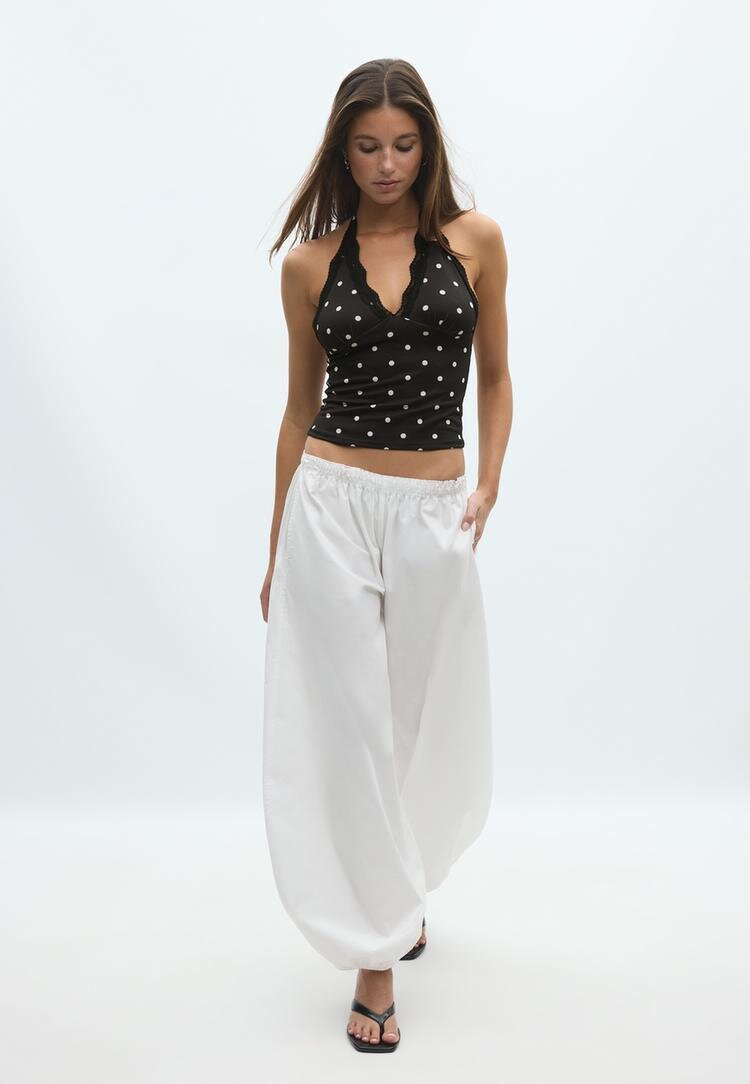 Stradivarius Top Halter Din Dantelă Efect Prespălat Gri Denim Xs